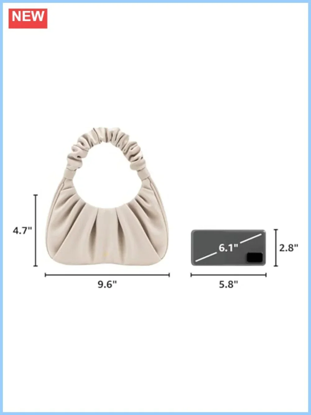 Vegan Leather Ruched Hobo Handbag Magnet Closure